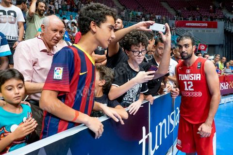 August 23, 2015: At the end of Tunisia’s final group-stage game against Nigeria at AfroBasket Tunisia 2015. Tunisia won (70–59) and finished first in its group.