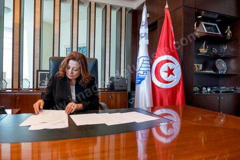 Wided Bouchamaoui, President of UTICA, the Tunisian employers’ union, and the only woman among the members of the Tunisian National Dialogue Quartet, which was awarded the 2015 Nobel Peace Prize on October 9, 2015. In her office a few hours after the Nobel Prize was announced.