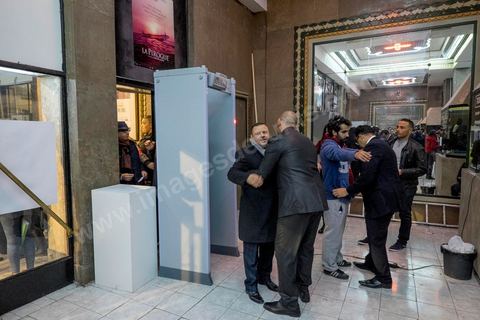 November 26, 2015: Security check at the theater entrance. As part of the JCC (Carthage Film Festival), the Arab-African Film Festival in Tunis, the film “Much Loved” by Moroccan director Nabil Ayouch had its first screening in a Muslim country. Two days after the terrorist attack on a presidential police bus just a few hundred meters from the JCC movie theaters, the screening of “Much Loved” became a double challenge. JCC Director Brahim Eltaief and Nabil Ayouch were determined to keep the screening on the schedule, just as they did for the rest of the festival. The theater filled with more than a thousand film enthusiasts eager to meet Nabil Ayouch and see the Arabic-language premiere of this excellent film, which portrays the reality of Moroccan sex workers in a raw yet highly skilled manner. The screening was followed by a press conference.