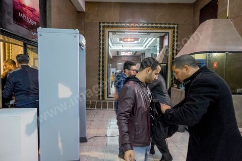 November 26, 2015: Security check at the theater entrance. As part of the JCC (Carthage Film Festival), the Arab-African Film Festival in Tunis, the film “Much Loved” by Moroccan director Nabil Ayouch had its first screening in a Muslim country. Two days after the terrorist attack on a presidential police bus just a few hundred meters from the JCC movie theaters, the screening of “Much Loved” became a double challenge. JCC Director Brahim Eltaief and Nabil Ayouch were determined to keep the screening on the schedule, just as they did for the rest of the festival. The theater filled with more than a thousand film enthusiasts eager to meet Nabil Ayouch and see the Arabic-language premiere of this excellent film, which portrays the reality of Moroccan sex workers in a raw yet highly skilled manner. The screening was followed by a press conference.