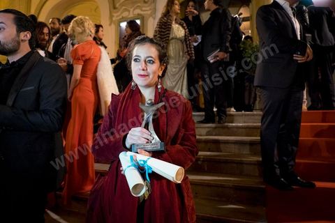 November 28, 2015: Leila Bouzid leaving the closing ceremony of the JCC at the Municipal Theater of Tunis, in the heart of the capital, which had been devastated just a few days earlier by a suicide terrorist attack that killed 12 members of the presidential guard. The ceremony, which was moved up due to a curfew, served as a tribute to the culture that stood up to terror throughout the week and provided an opportunity to honor artists and filmmakers from the Arab-African world. 