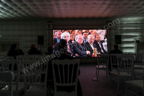 Public hearings of the Truth and Dignity Commission, November 18, 2016. Mustafa Ben Jaafar and Rached Ghannouchi in the audience.