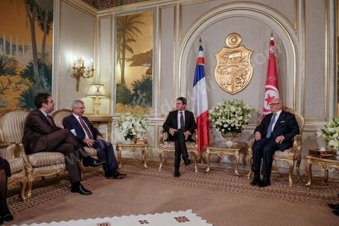 28 novembre 2016 : rencontre entre le Président tunisien Béji Caid Essebsi et le PRemier Ministre français Manuel Valls à la veille de l'ouverture de la Conférence des investisseurs pour la  Tunisie Tunisia2020.