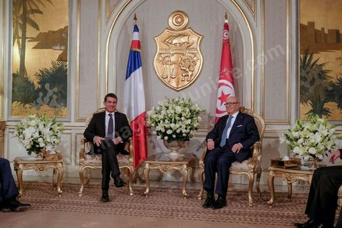 28 novembre 2016 : rencontre entre le Président tunisien Béji Caid Essebsi et le PRemier Ministre français Manuel Valls à la veille de l'ouverture de la Conférence des investisseurs pour la  Tunisie Tunisia2020.