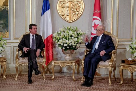 28 novembre 2016 : rencontre entre le Président tunisien Béji Caid Essebsi et le PRemier Ministre français Manuel Valls à la veille de l'ouverture de la Conférence des investisseurs pour la  Tunisie Tunisia2020.