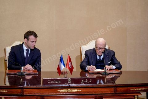 January 31, 2018: Signing of agreements and a press conference by Presidents Emmanuel Macron and Beji Caid Essebsi at the Presidential Palace in Carthage as part of the French president’s state visit to Tunisia.
