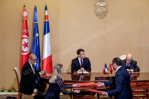 January 31, 2018: Signing of agreements and a press conference by Presidents Emmanuel Macron and Beji Caid Essebsi at the Presidential Palace in Carthage as part of the French president’s state visit to Tunisia.