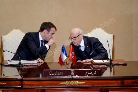 January 31, 2018: Signing of agreements and a press conference by Presidents Emmanuel Macron and Beji Caid Essebsi at the Presidential Palace in Carthage as part of the French president’s state visit to Tunisia.