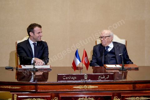 January 31, 2018: Signing of agreements and a press conference by Presidents Emmanuel Macron and Beji Caid Essebsi at the Presidential Palace in Carthage as part of the French president’s state visit to Tunisia.