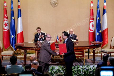 January 31, 2018: Signing of agreements and a press conference by Presidents Emmanuel Macron and Beji Caid Essebsi at the Presidential Palace in Carthage as part of the French president’s state visit to Tunisia.