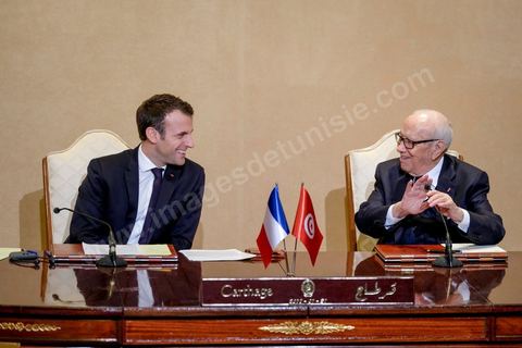 January 31, 2018: Signing of agreements and a press conference by Presidents Emmanuel Macron and Beji Caid Essebsi at the Presidential Palace in Carthage as part of the French president’s state visit to Tunisia.