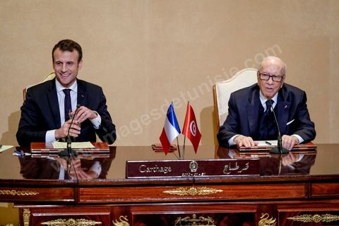 January 31, 2018: Signing of agreements and a press conference by Presidents Emmanuel Macron and Beji Caid Essebsi at the Presidential Palace in Carthage as part of the French president’s state visit to Tunisia.