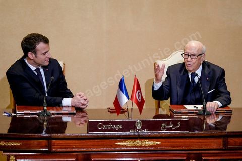 January 31, 2018: Signing of agreements and a press conference by Presidents Emmanuel Macron and Beji Caid Essebsi at the Presidential Palace in Carthage as part of the French president’s state visit to Tunisia.