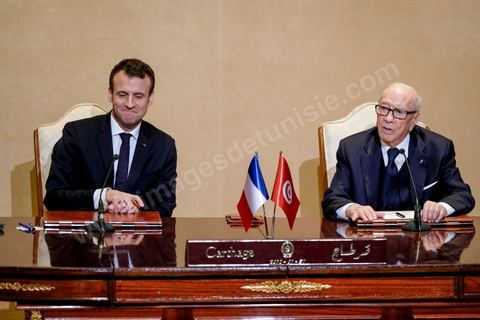 January 31, 2018: Signing of agreements and a press conference by Presidents Emmanuel Macron and Beji Caid Essebsi at the Presidential Palace in Carthage as part of the French president’s state visit to Tunisia.