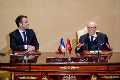 January 31, 2018: Signing of agreements and a press conference by Presidents Emmanuel Macron and Beji Caid Essebsi at the Presidential Palace in Carthage as part of the French president’s state visit to Tunisia.