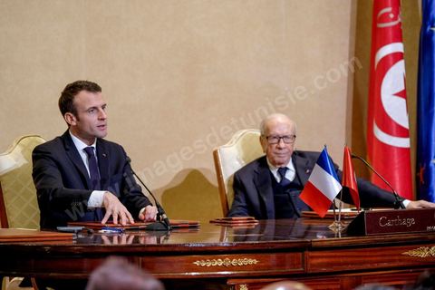 January 31, 2018: Signing of agreements and a press conference by Presidents Emmanuel Macron and Beji Caid Essebsi at the Presidential Palace in Carthage as part of the French president’s state visit to Tunisia.
