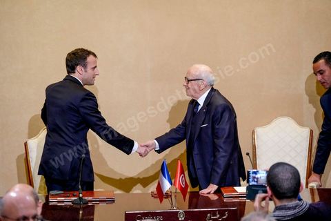 January 31, 2018: Signing of agreements and a press conference by Presidents Emmanuel Macron and Beji Caid Essebsi at the Presidential Palace in Carthage as part of the French president’s state visit to Tunisia.