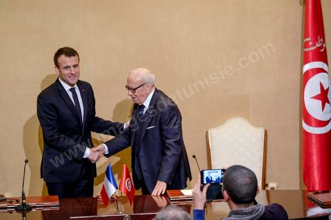 January 31, 2018: Signing of agreements and a press conference by Presidents Emmanuel Macron and Beji Caid Essebsi at the Presidential Palace in Carthage as part of the French president’s state visit to Tunisia.