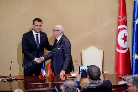 January 31, 2018: Signing of agreements and a press conference by Presidents Emmanuel Macron and Beji Caid Essebsi at the Presidential Palace in Carthage as part of the French president’s state visit to Tunisia.