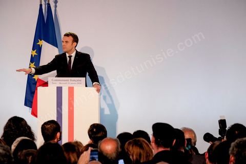 31 janvier 2018 : Emmanuel Macron rencontre la communauté française à la Résidence de l'Ambassade de France à la Marsa dans le cadre de la visite d'Etat du Président français en Tunisie.