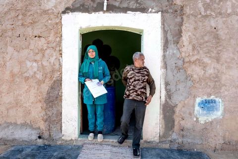 January 19, 2018: In the El Borj neighborhood of Mdhilla, AKERMI MBARKA, 50, mother of four children aged 9 to 19. A stay-at-home mother, she has had asthma since she was 20 and is now suffering from throat cancer. Every time the wind blows smoke from the factory toward her home, she has to use her inhaler.