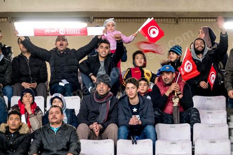 23 mars 2018 : Match de football amical entre la Tunisie et l'Iran en vue de la préparation à la coupe du monde de football en Russie en juin 2018. match au stade de Radès, banlieue sud de Tunis, avec près de 4000 spectateurs et sous une pluie intensive, la Tunisie remporte le match 1 à 0. 