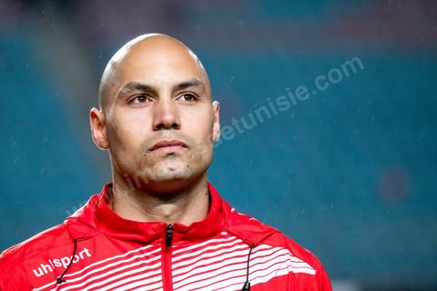 23 mars 2018 : Yohan Ben Olwane. Match de football amical entre la Tunisie et l'Iran en vue de la préparation à la coupe du monde de football en Russie en juin 2018. match au stade de Radès, banlieue sud de Tunis, avec près de 4000 spectateurs et sous une pluie intensive, la Tunisie remporte le match 1 à 0. 