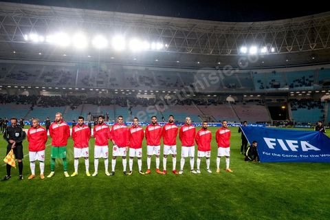 23 mars 2018 : Match de football amical entre la Tunisie et l'Iran en vue de la préparation à la coupe du monde de football en Russie en juin 2018. match au stade de Radès, banlieue sud de Tunis, avec près de 4000 spectateurs et sous une pluie intensive, la Tunisie remporte le match 1 à 0. 