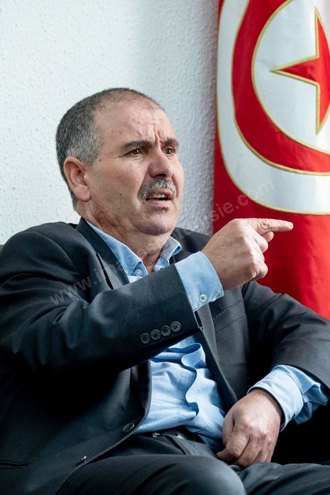 14 janvier 2019 : 8ème anniversaire de la révolution, place Med Ali au siège historique de l'UGTT, Noureddine Taboubi, secrétaire général fait au balcon de son bureau son discours à près d'un millier de syndicalistes. Suivi ensuite de l'interview dans son bureau.