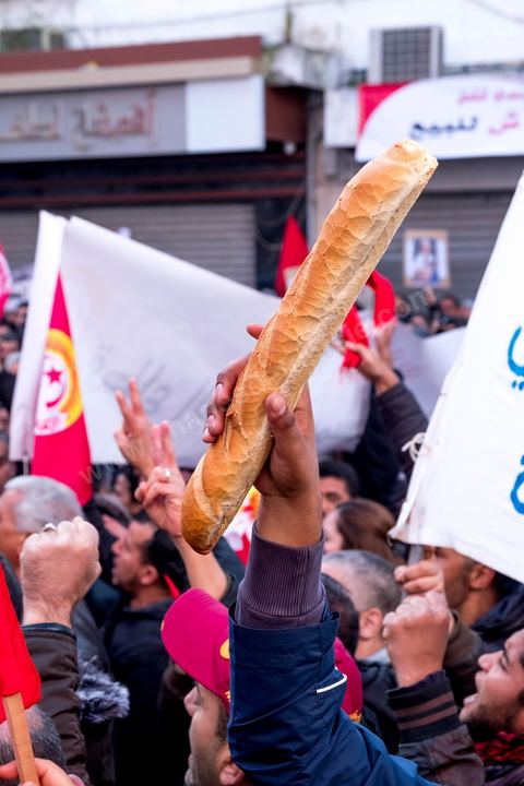 17 janvier 2019 : à l'appel du principale syndical des travailleurs, et suite à l'échec des négociations avec le gouvernement pour le réajustement des salaires dans la fonction publique par rapport à l'inflation, ce 17 janvier fut grève générale. Elle fut suivie largement par les fonctionnaires entrainant une paralysie du pays. Place Med Ali à Tunis, plusieurs milliers de syndicalistes sont venus écouter le discours de leur secrétaire général Nourreddine Taboubi avant de manifester sur l'avenue Habib Bourguiba et appeler à dégager le gouvernement. 