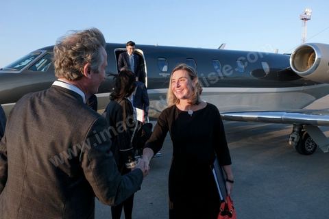 30 mars 2019 : Arrivée de Federica Mogherini à Tunis pour le sommet de la Ligue Arabe. 