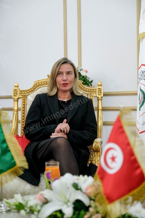 30 mars 2019 : Arrivée de Federica Mogherini à Tunis pour le sommet de la Ligue Arabe. 