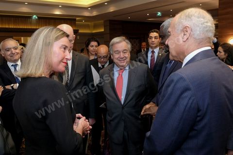30 mars 2019 : Federica Mogherini à la réunion du quartet sur la Libye Tunis pour le sommet de la Ligue Arabe. En présence de Federica Mogherini, HRV/VP de l’UE, Moussa Faki, président commission Union Africaine, Antonio Guterres, secrétaire général ONU et Ahmed Aboul Gheit, secrétaire Général de la ligue arabe.