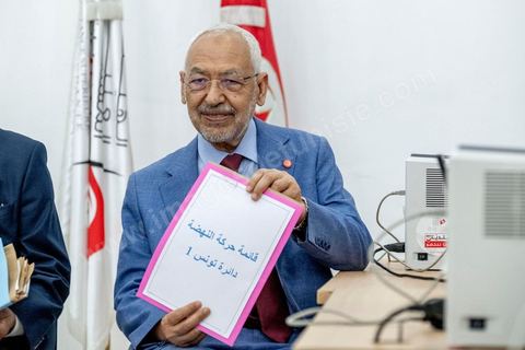 July 29, 2019: Rached Ghannouchi, president of the Ennahda Party, submitted his candidacy for the October 2019 legislative elections in the Tunis 1 district at the IRIE Tunis 1 office.
