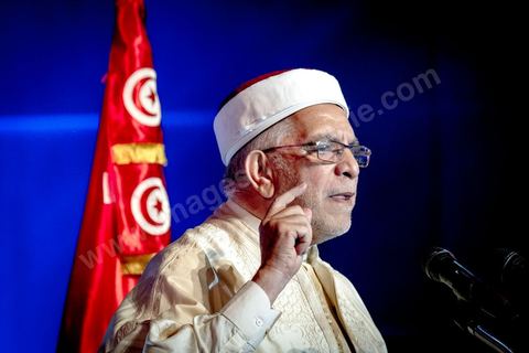 August 30, 2019: Speech by Abdlefattah Mourou, Ennahda’s leading candidate in the presidential election. At the Tunis Convention Center, the Ennahda Party is holding its major conference to present its candidates and platforms for the legislative and presidential elections scheduled for late 2019. The event featured a presentation of the electoral platform, an introduction of the parliamentary slate leaders—led by Rached Ghannouchi, who is running for a seat in Tunis—and the introduction of the party’s first presidential candidate, Abdlefattah