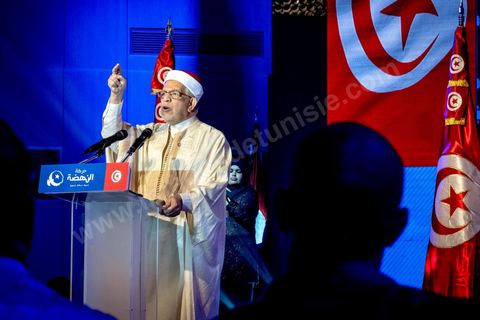 August 30, 2019: Speech by Abdlefattah Mourou, Ennahda’s leading candidate in the presidential election. At the Tunis Convention Center, the Ennahda Party is holding its major conference to present its candidates and platforms for the legislative and presidential elections scheduled for late 2019. The event featured a presentation of the electoral platform, an introduction of the parliamentary slate leaders—led by Rached Ghannouchi, who is running for a seat in Tunis—and the introduction of the party’s first presidential candidate, Abdlefattah