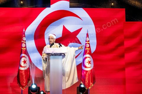 August 30, 2019: Speech by Abdlefattah Mourou, Ennahda’s leading candidate in the presidential election. At the Tunis Convention Center, the Ennahda Party is holding its major conference to present its candidates and platforms for the legislative and presidential elections scheduled for late 2019. The event featured a presentation of the electoral platform, an introduction of the parliamentary slate leaders—led by Rached Ghannouchi, who is running for a seat in Tunis—and the introduction of the party’s first presidential candidate, Abdlefattah