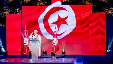 August 30, 2019: Speech by Abdlefattah Mourou, Ennahda’s leading candidate in the presidential election. At the Tunis Convention Center, the Ennahda Party is holding its major conference to present its candidates and platforms for the legislative and presidential elections scheduled for late 2019. The event featured a presentation of the electoral platform, an introduction of the parliamentary slate leaders—led by Rached Ghannouchi, who is running for a seat in Tunis—and the introduction of the party’s first presidential candidate, Abdlefattah