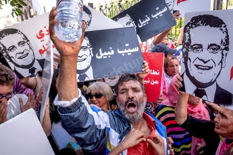 September 3, 2019: A rally in support of Nabil Karoui, a presidential candidate currently in prison, was held outside the Tunis courthouse. This morning, the Indictment Chamber—part of the Judicial, Economic, and Financial Division—is reviewing and ruling on the request for the release of Mr. Nabil Karoui, a candidate in the early presidential election, and at the Tunis Court of Appeals. Nabil Karoui has been imprisoned since August 23 following an arrest that is both questionable and troubling for Tunisian democracy, but even in prison, he remains a presidential candidate. 
