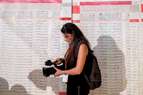 17 septembre 2019 : au centre de presse de l'ISIE, Instance Supérieure Indépendante des Elections, le prsident de l'ISIE, Nabil Baffoun, annonce les résultultas complets préliminaires du 1er tour des électiosn présidentielles du 15 septembre. Kais Saied, candidat indépendant, termin epremier avec 18,8 % suivi par Nabil Karoui, candidat en prison, avec 15,5 %, tous les deux sont qualifiés pour le second tour en atttendant d'éventuels recours invalidants et l'annonce officielle et definitives des résultats prévus dasn les trois emaines à venir maximum. 