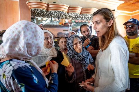 October 1, 2019: At the Zarzouna market, in the Bizerte district in northern Tunisia, Olfa Terras Rambourg, the party’s lead candidate and president of the Aich Tounsi party, held a meeting in a café. She met with party activists, discussed neighborhood issues with residents, and presented her election platform. The legislative elections are scheduled for October 6. 