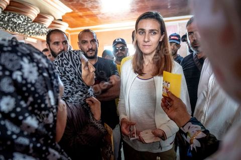 October 1, 2019: At the Zarzouna market, in the Bizerte district in northern Tunisia, Olfa Terras Rambourg, the party’s lead candidate and president of the Aich Tounsi party, held a meeting in a café. She met with party activists, discussed neighborhood issues with residents, and presented her election platform. The legislative elections are scheduled for October 6. 