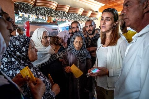 October 1, 2019: At the Zarzouna market, in the Bizerte district in northern Tunisia, Olfa Terras Rambourg, the party’s lead candidate and president of the Aich Tounsi party, held a meeting in a café. She met with party activists, discussed neighborhood issues with residents, and presented her election platform. The legislative elections are scheduled for October 6. 