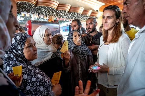 October 1, 2019: At the Zarzouna market, in the Bizerte district in northern Tunisia, Olfa Terras Rambourg, the party’s lead candidate and president of the Aich Tounsi party, held a meeting in a café. She met with party activists, discussed neighborhood issues with residents, and presented her election platform. The legislative elections are scheduled for October 6. 