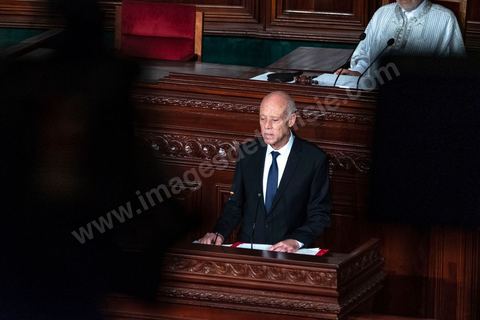 October 23, 2019: Kais Saied, the new president of the republic elected on October 13, arrived at the Assembly of the Representatives of the People to take the oath of office and deliver a speech. Before a packed chamber—including members of parliament, government officials, political figures, and ambassadors— Kais Saied declared that Tunisia had carried out a “true revolution, in a new sense of the word, because revolutions are generally waged against legitimacy, but what happened in Tunisia was a true revolution that utilized the very tools of legitimacy themselves.” In his view, “everyone here bears a responsibility—the responsibility to respond to the people in their demand for freedom and dignity. The wait has been all too long, and no one has the right to disappoint them.”