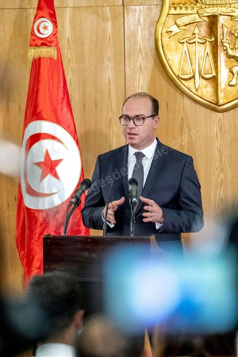 January 24, 2020: First press conference by Elyes Fakhfakh, who was directly appointed by President Kais Saied as Head of Government to form the new government and seek a vote of confidence from the Assembly. He outlined the guiding principles for forming his government, which he envisions as political, lean, and cohesive. “It will be a harmonious and lean government, with no more than 25 ministers, to ensure maximum efficiency. It will include young and female talent and will be announced as soon as possible.”