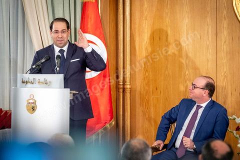 28 février 2020 : Dscours de Youssef Chahed à la passation de pouvoir entre les deux chefs de gouvernement, Youssef Chahed, sortant, et Elyes Fakhfakh, fraichement investi par le parlement. La cérémonie que c'est déroulé en présence des memebres des deux gouvernements commença par un discours de Youssef Chahed puis de Elyes Fakhfakh. 
