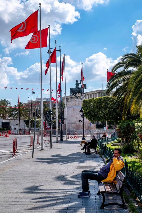 April 4, 2020: Downtown Tunis and its major thoroughfares, including Habib Bourguiba Avenue, were deserted during the government-imposed lockdown due to COVID-19. A curfew was also in effect during this period, from 6 p.m. until 6 a.m. 