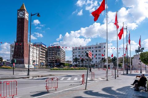 April 4, 2020: Downtown Tunis and its major thoroughfares, including Habib Bourguiba Avenue, were deserted during the government-imposed lockdown due to COVID-19. A curfew was also in effect during this period, from 6 p.m. until 6 a.m. 