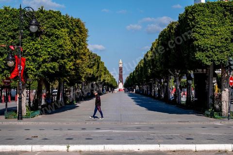 April 4, 2020: Downtown Tunis and its major thoroughfares, including Habib Bourguiba Avenue, were deserted during the government-imposed lockdown due to COVID-19. A curfew was also in effect during this period, from 6 p.m. until 6 a.m. 